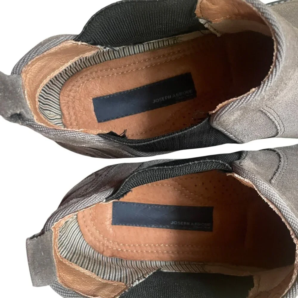 Men`s Suede Chelsea Boots Gray Ankle Hanson Slip on Size 11 by Joseph Abboud‎